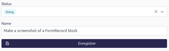 Create a new record with a FormRecord block